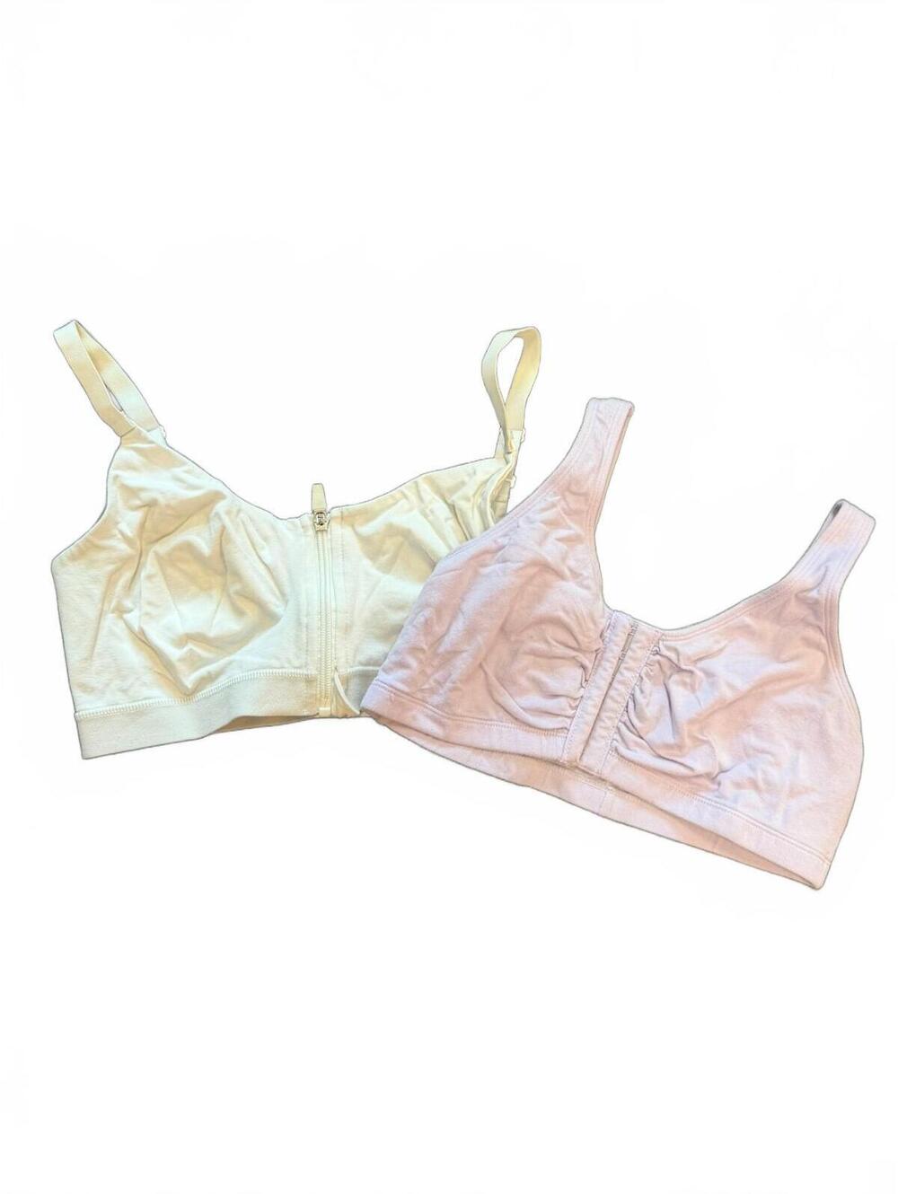 GUC Bundle 2-Pack Wireless Comfort Bras M Front Zip Hook Eye White Blush